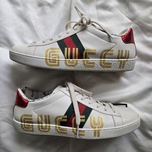 Gucci Ace 'GUCCY' SEGA Leather Sneaker Size 38 / US 8